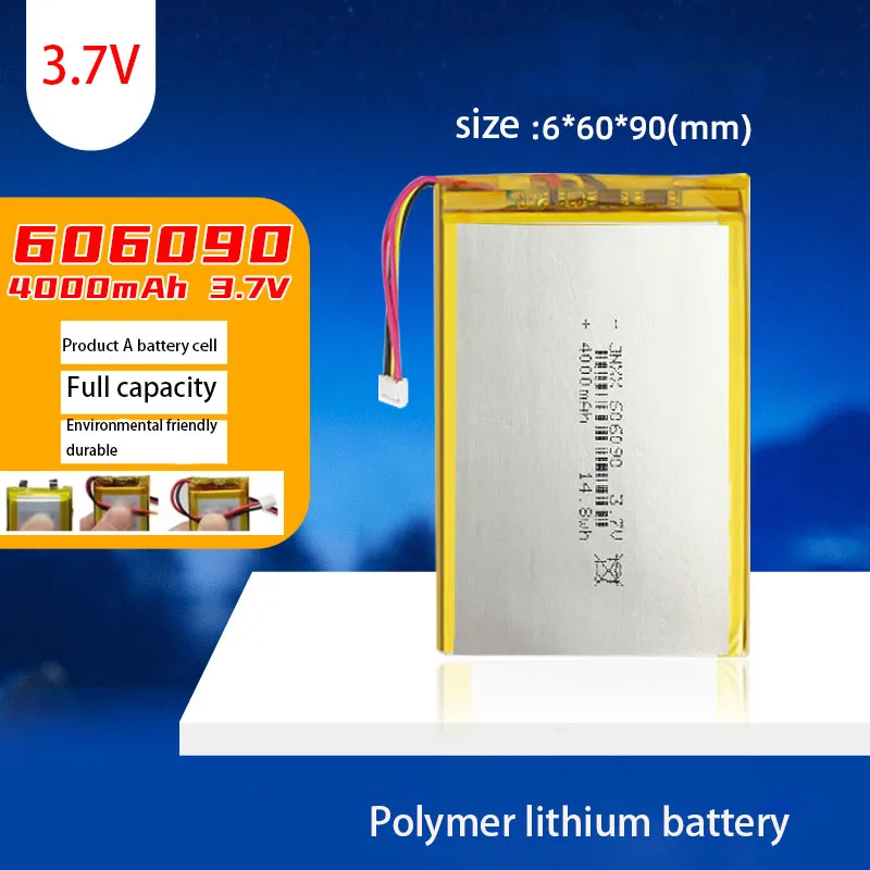 606090 4000mAh 3.7v Rechargeable Lithium Battery forGPS Camera Power Bank Tablet Electric Toy Lithium PolymerBattery аккумулятор
606090 4000mAh 3.7v Rechargeable Lithium Battery forGPS Camera Power Bank Tablet Electric Toy Lithium PolymerBattery аккумулятор