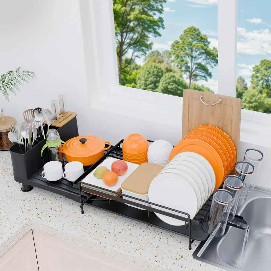 Expandable Dish Drying Rack, Dish Drying Rack for Kitchen Counter with Removeable Cutlery Holder, Double Rustproof & Sturdy Auto
Expandable Dish Drying Rack, Dish Drying Rack for Kitchen Counter with Removeable Cutlery Holder, Double Rustproof & Sturdy Auto