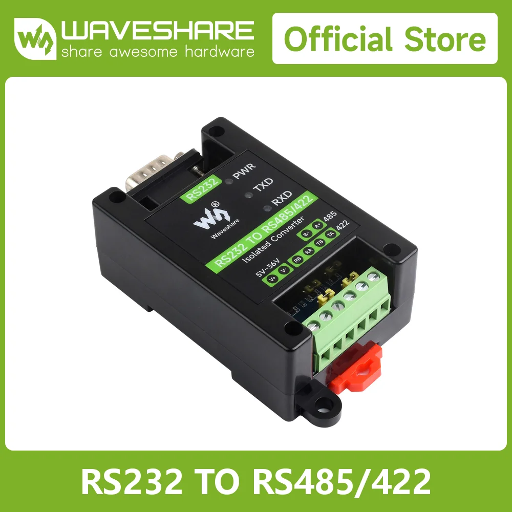 Waveshare RS232 To RS485/422 Active Digital isolated Converter Onboard SP3232EEN and SP485EEN Chips, with ABS Case
Waveshare RS232 To RS485/422 Active Digital isolated Converter Onboard SP3232EEN and SP485EEN Chips, with ABS Case