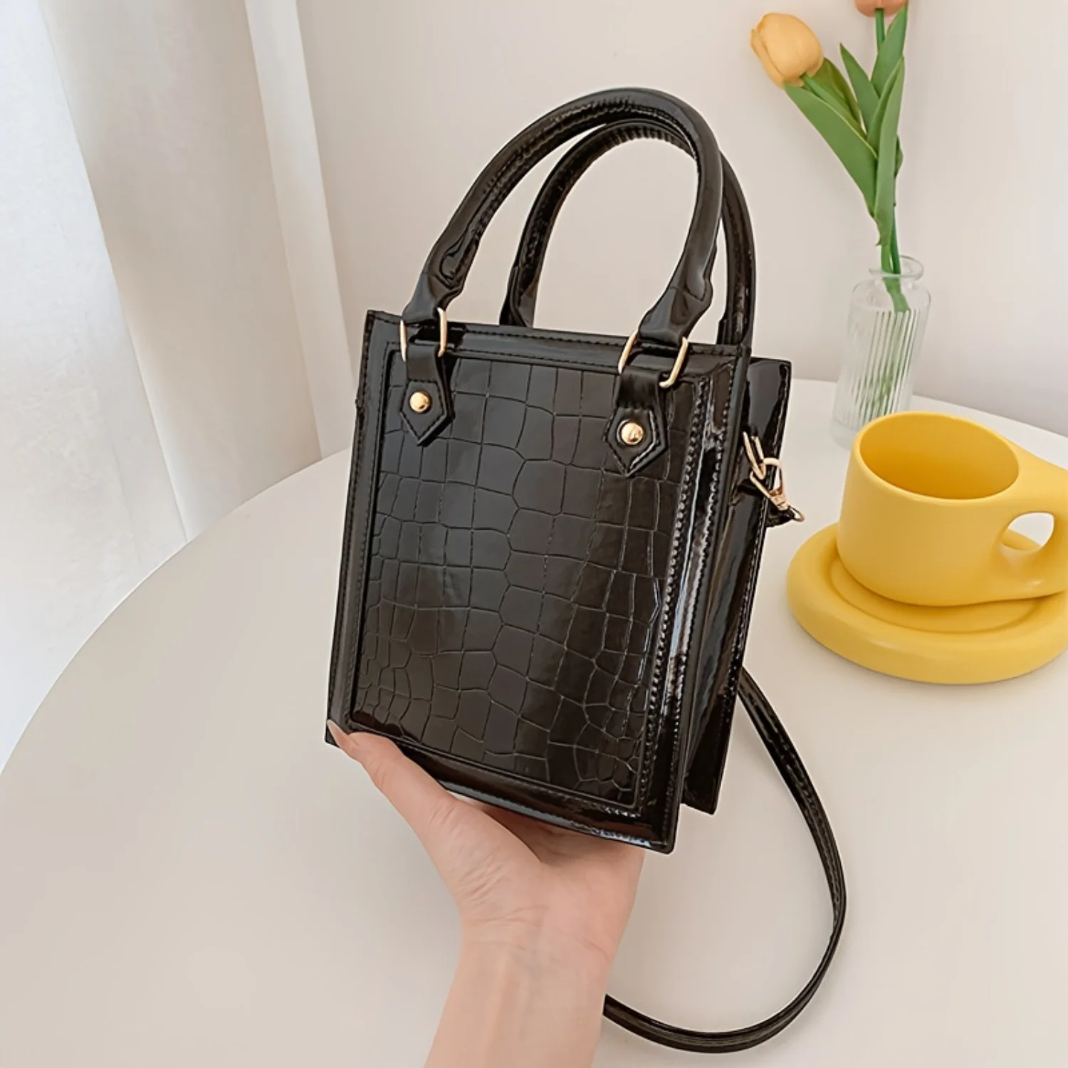 Mini Crocodile Print Crossbody Bag, Top Handle Shoulder Bag, Trendy Women's Handbag & Tote Purse
Mini Crocodile Print Crossbody Bag, Top Handle Shoulder Bag, Trendy Women's Handbag & Tote Purse