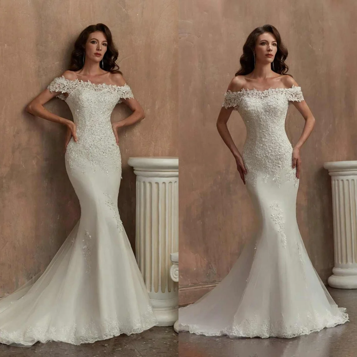 Elegant Lace Appliques Bridal Gowns Sleeveless Off Shoulder Mermaid Wedding Dresses Vestidos De Novia Customized
Elegant Lace Appliques Bridal Gowns Sleeveless Off Shoulder Mermaid Wedding Dresses Vestidos De Novia Customized