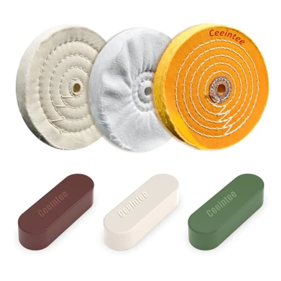 6 Pack 8 Inch Polishing Wheel for Bench Grinder, Include 5/8" Arbor Hole 1 Yellow Cotton 42Ply,1 White Cotton Polish Wheels(50P
6 Pack 8 Inch Polishing Wheel for Bench Grinder, Include 5/8" Arbor Hole 1 Yellow Cotton 42Ply,1 White Cotton Polish Wheels(50P