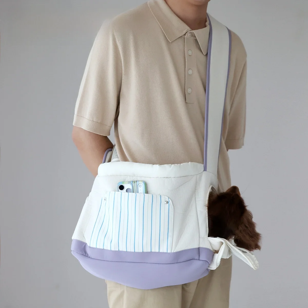 LMODO Pet Bapa Simple White And Purple Korean Sle Crossbody Bag for Small Dogs Outdoor Travel Pet Bag
LMODO Pet Bapa Simple White And Purple Korean Sle Crossbody Bag for Small Dogs Outdoor Travel Pet Bag