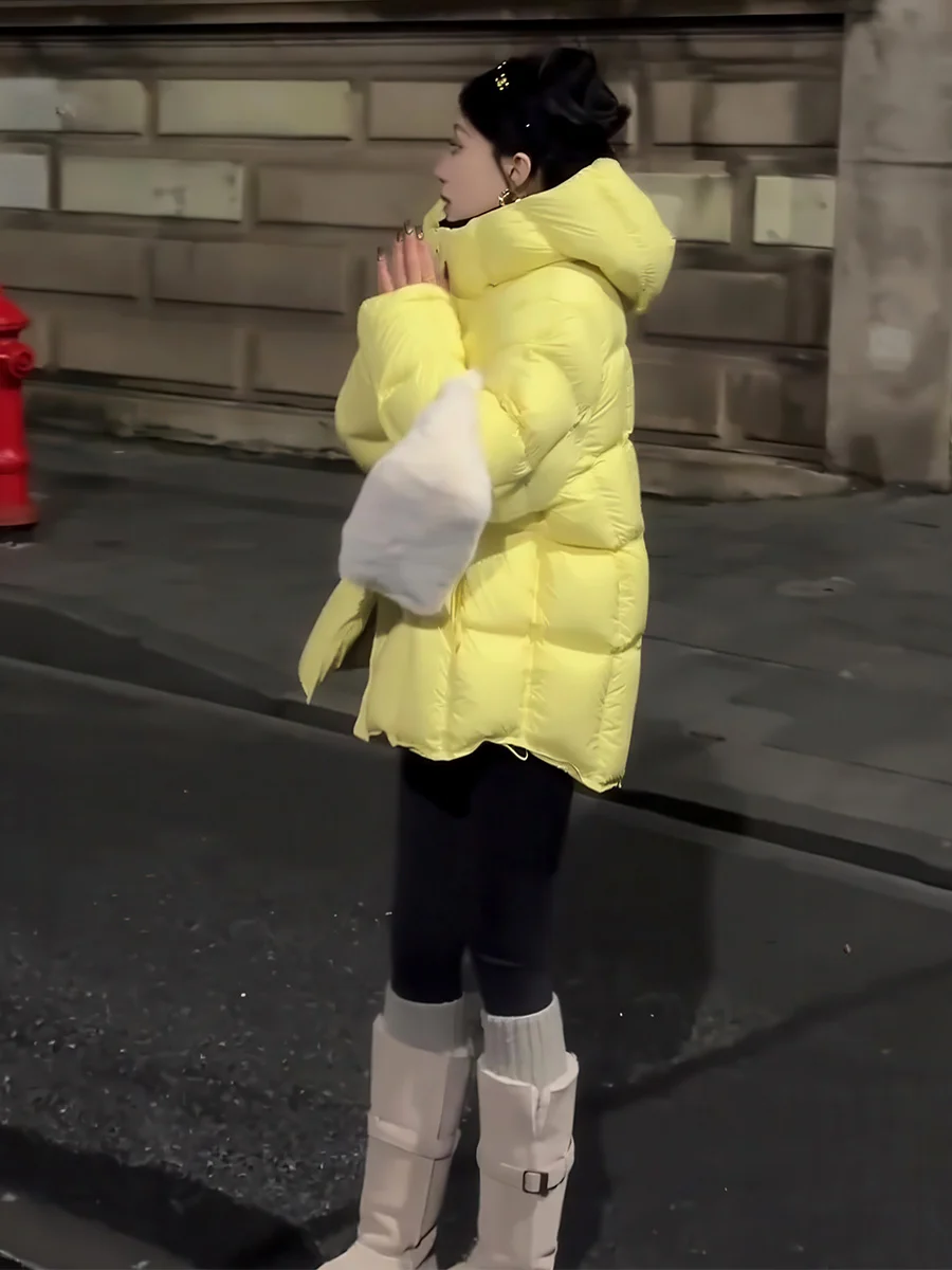 Women's White Du down Jaet Winter Coat Anti-Cold Warm Yellow Medium-Length Hooded Zipper Closure Color Commute Sle
Women's White Du down Jaet Winter Coat Anti-Cold Warm Yellow Medium-Length Hooded Zipper Closure Color Commute Sle