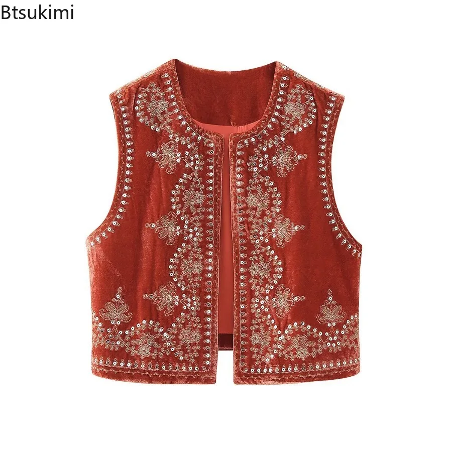 Women Velvet Vintage Floral Embroidery Vest Jacket National Style Vests for Women Round Neck Sleeveless Casual WaistCoat Tops
Women Velvet Vintage Floral Embroidery Vest Jacket National Style Vests for Women Round Neck Sleeveless Casual WaistCoat Tops