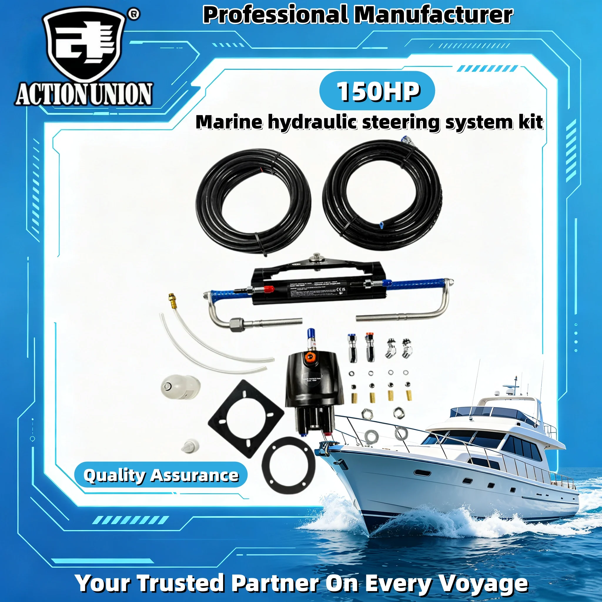 Yacht marine hydraulic steering system device 150HP outboard motor hydraulic steering system marine equipment
Yacht marine hydraulic steering system device 150HP outboard motor hydraulic steering system marine equipment