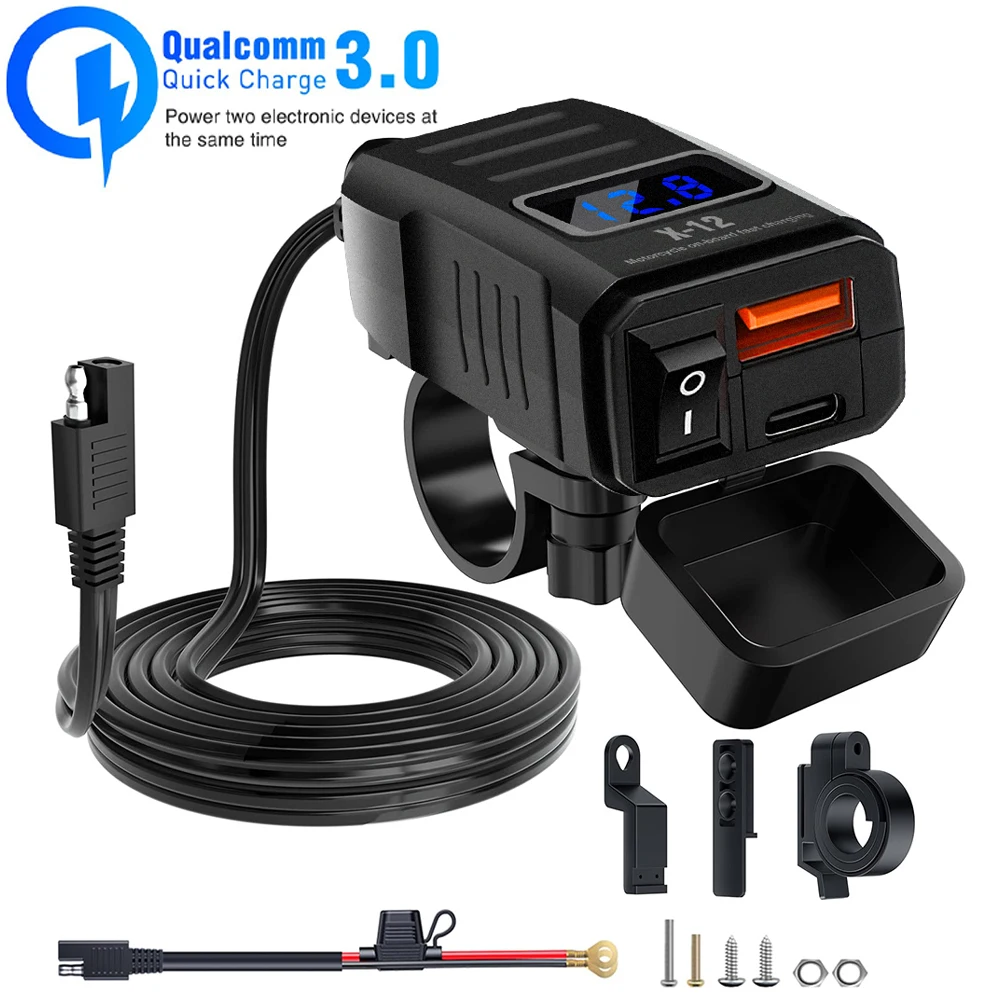 48W Pd Qc3.0 Motorcycle Charger Waterproof Dual Port Charging Socket 12V/24V Digital Voltmeter Usb Handlebar Power Adapter
48W Pd Qc3.0 Motorcycle Charger Waterproof Dual Port Charging Socket 12V/24V Digital Voltmeter Usb Handlebar Power Adapter
