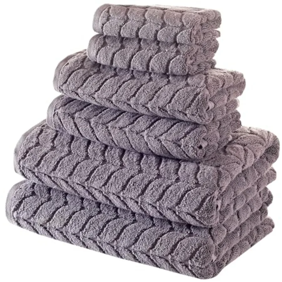 Turkish Cotton Bath Towels Set for Bathroom Use - Soft Plush Jacquard Fabric in Grey - Highly Absorbent 6-Piece Towel Set
Turkish Cotton Bath Towels Set for Bathroom Use - Soft Plush Jacquard Fabric in Grey - Highly Absorbent 6-Piece Towel Set