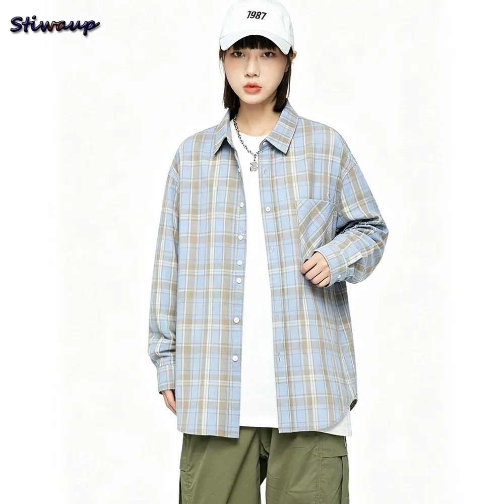 Women Blue Plaid Shirt 100 Cotton College Style Loose Fit Oversized Long Sleeve Casual Summer Top
Women Blue Plaid Shirt 100 Cotton College Style Loose Fit Oversized Long Sleeve Casual Summer Top