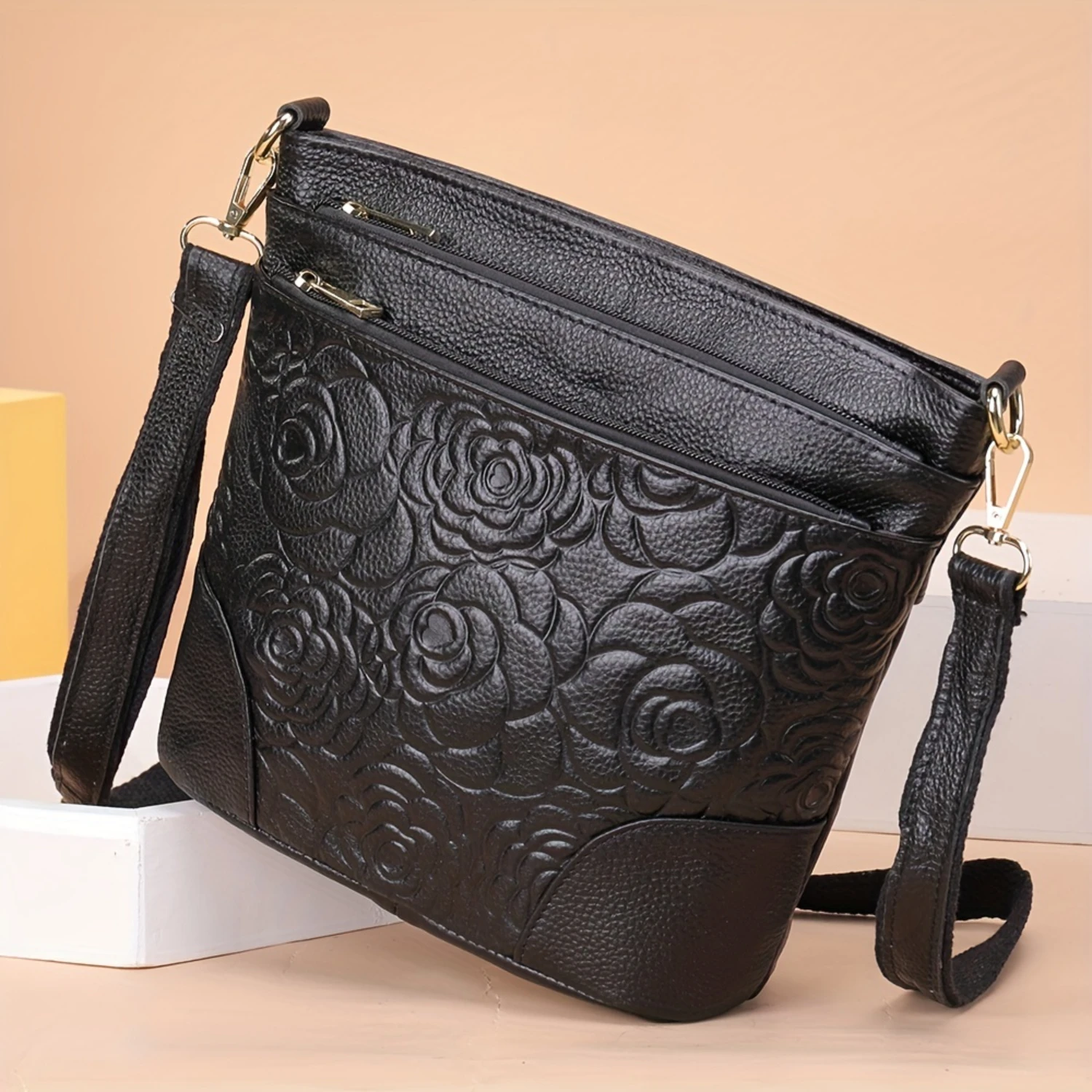Floral Embossed Crossbody Bag, Genuine Leather Shoulder Bag, Luxury Multi Pockets Purse For Women
Floral Embossed Crossbody Bag, Genuine Leather Shoulder Bag, Luxury Multi Pockets Purse For Women