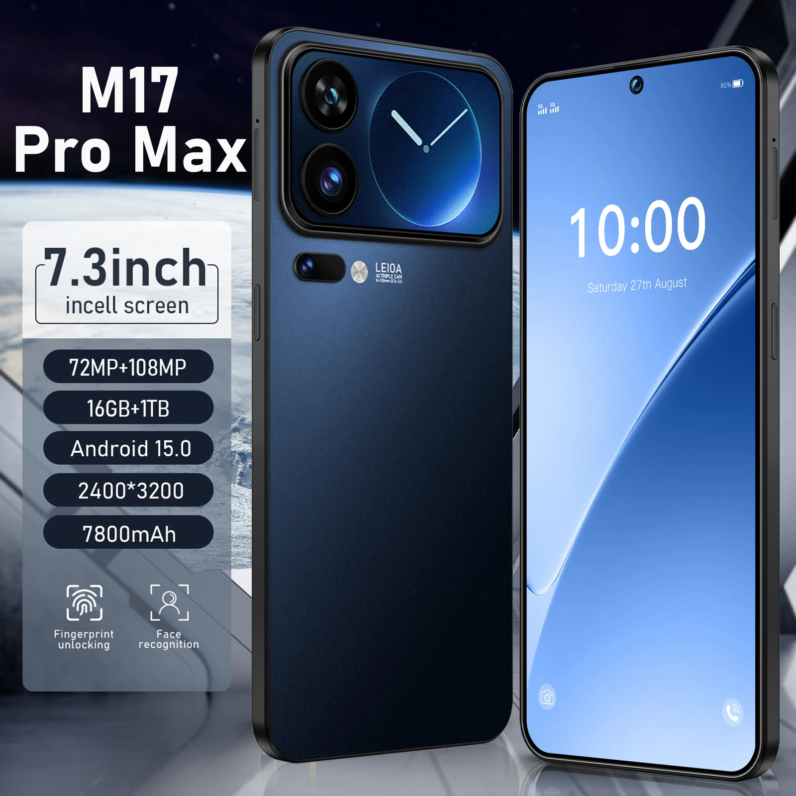 2026 New Hot M17 Pro max original intelligent 4G 5G Snapdragon 8 Gen4 8000mAh battery dual card dual standby global version
2026 New Hot M17 Pro max original intelligent 4G 5G Snapdragon 8 Gen4 8000mAh battery dual card dual standby global version