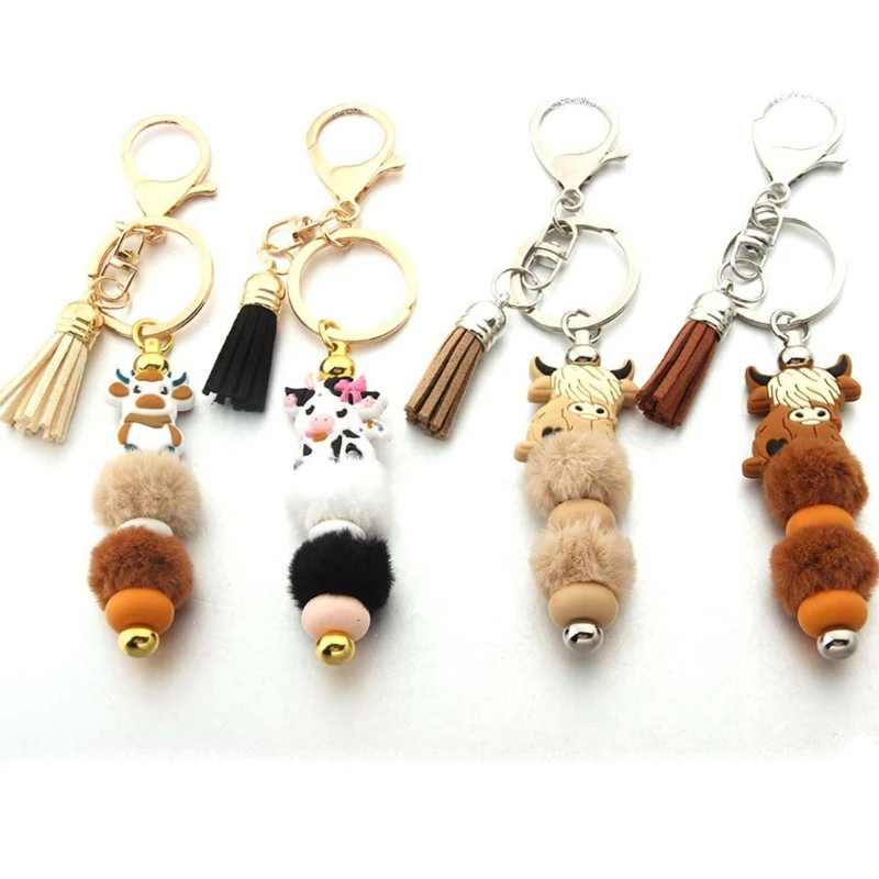 Highland Cow Keychain with Tassels and Silicone Beads Animal Keyring Fashionable Key Holder Pendant for Women and Men
Highland Cow Keychain with Tassels and Silicone Beads Animal Keyring Fashionable Key Holder Pendant for Women and Men