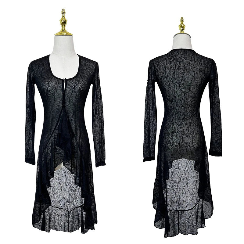 Black Mesh Cardigan Women Latin Dance Clothes Long Sleeves Sexy Practice Wear Rumba Modern Dance Dress Adult Latin Coat DNV20337
Black Mesh Cardigan Women Latin Dance Clothes Long Sleeves Sexy Practice Wear Rumba Modern Dance Dress Adult Latin Coat DNV20337