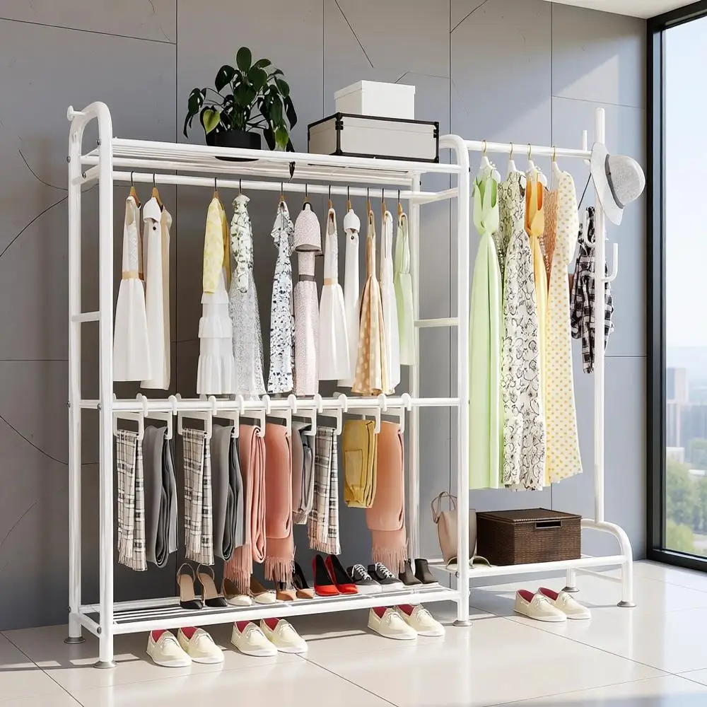 Portable Metal Closet Rack with Hanging Rod and Shelves for Bedroom Wardrobe Storage
Portable Metal Closet Rack with Hanging Rod and Shelves for Bedroom Wardrobe Storage