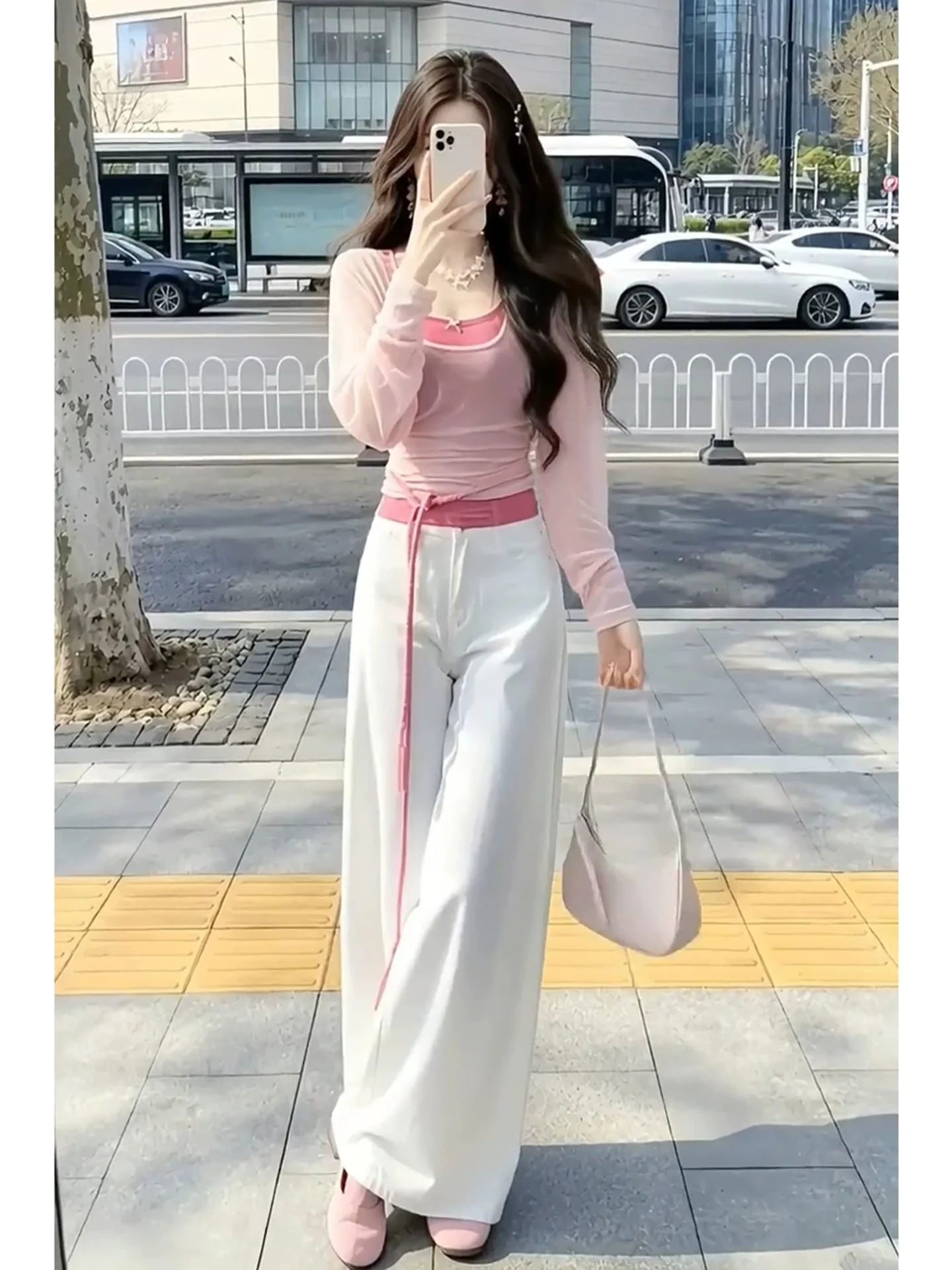 Summer Unique Pink Strap Thin Shirt White Wide Leg Pants Three Piece Set Fashionable Casual Wear High Waist Sun Protection
Summer Unique Pink Strap Thin Shirt White Wide Leg Pants Three Piece Set Fashionable Casual Wear High Waist Sun Protection
