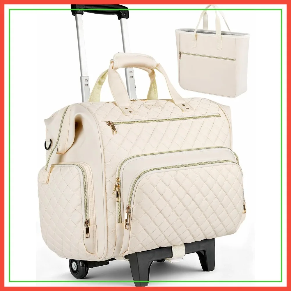 Rolling Teacher Bag, 16 Inch Rolling Laptop Bag with Detachable Dolly & File Tote, Large Roller Briefcase for Women, Beige
Rolling Teacher Bag, 16 Inch Rolling Laptop Bag with Detachable Dolly & File Tote, Large Roller Briefcase for Women, Beige