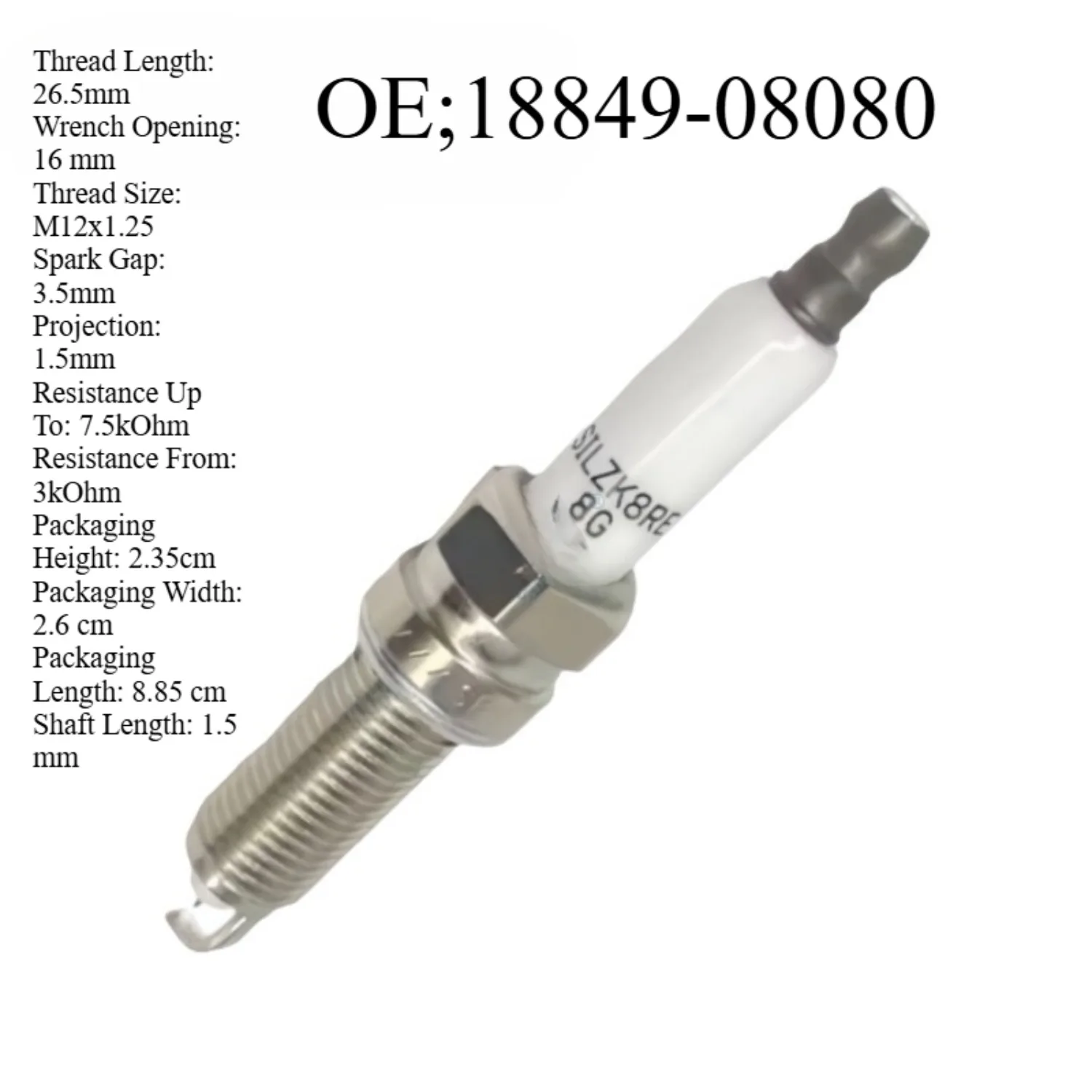 Automotive Spark Plug OE:18849-08080 For Genesis G70 (IK), G80 (DH), GV70 (JK1), Hyundai ELANTRA, I30
Automotive Spark Plug OE:18849-08080 For Genesis G70 (IK), G80 (DH), GV70 (JK1), Hyundai ELANTRA, I30