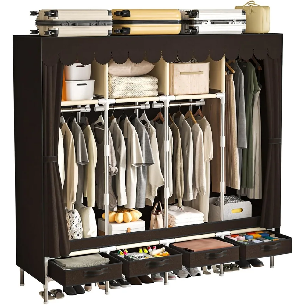 Bedroom Armoire Wardrobe Closet with Hanging Rods and Shelves,Large Closet Storage Rack for Hanging Clothes,Portable Closet Ward
Bedroom Armoire Wardrobe Closet with Hanging Rods and Shelves,Large Closet Storage Rack for Hanging Clothes,Portable Closet Ward