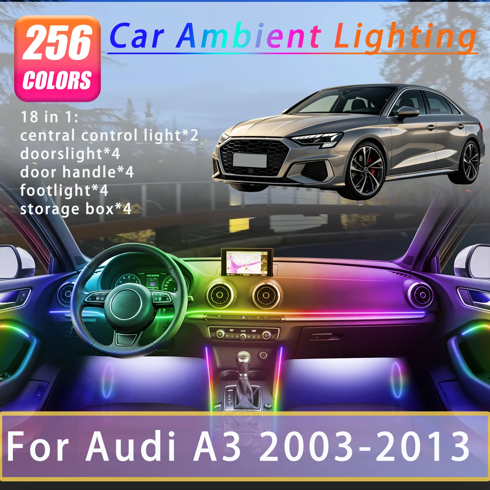 For AUDI A3 8P 2003-2013 Years Car Interior Ambient Lights Strips Breathing Lighting Kit App Control Auto Decorative Lamp
For AUDI A3 8P 2003-2013 Years Car Interior Ambient Lights Strips Breathing Lighting Kit App Control Auto Decorative Lamp