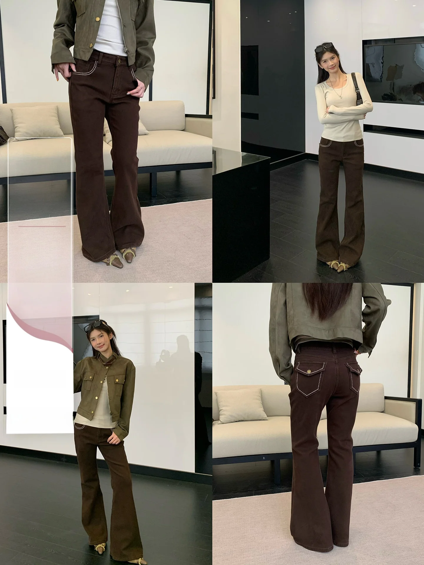 American Style Shiny Brown Micro Flared Jeans Women's Casual Pants Loose Fit Slimming Long Trousers Spring Season
American Style Shiny Brown Micro Flared Jeans Women's Casual Pants Loose Fit Slimming Long Trousers Spring Season
