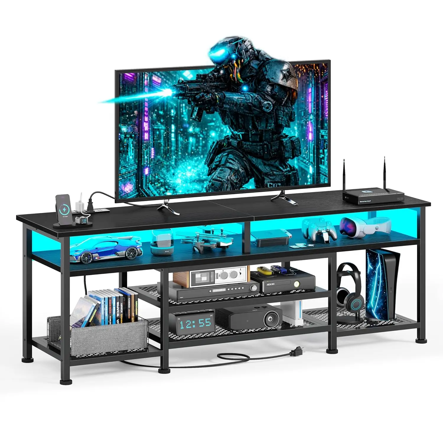 TV Stand for 60/65/70 inch TV, 63 in Gaming Entertainment Center with LED Lights and Power Outlets, TV Console, Customized
TV Stand for 60/65/70 inch TV, 63 in Gaming Entertainment Center with LED Lights and Power Outlets, TV Console, Customized