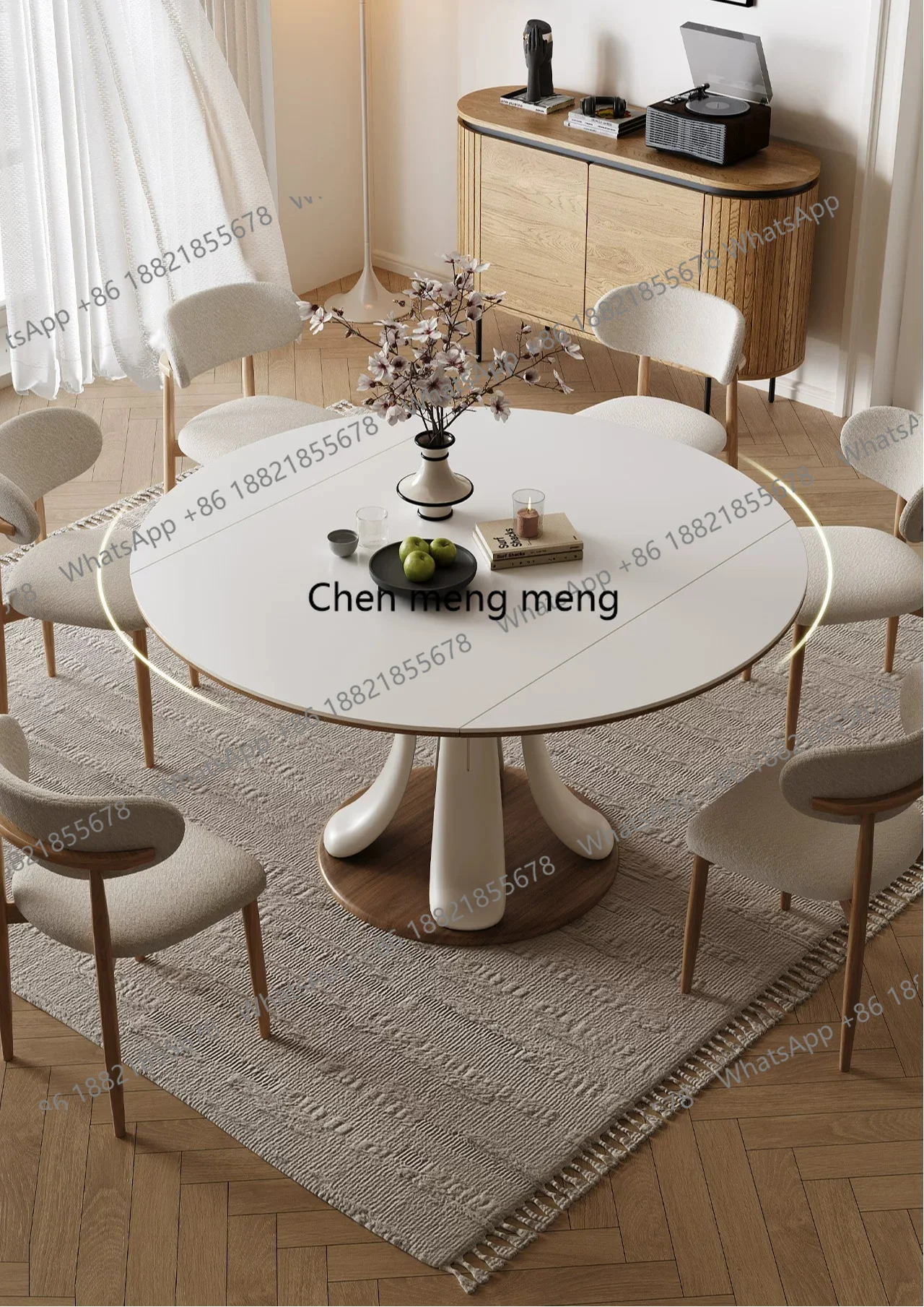 Cream wind dining table variable round table, new household retractable rock slab dining table
Cream wind dining table variable round table, new household retractable rock slab dining table