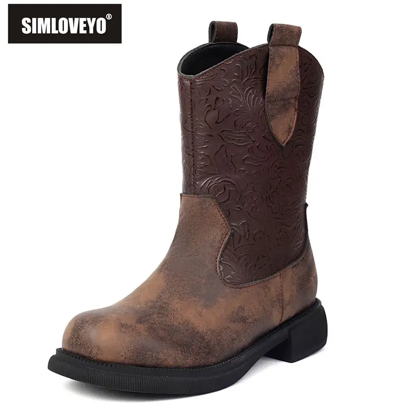 SIMLOVEYO Classic Women Western Boots Mixed Color Embroider Big Size 42 43 Fashion Daily Mid Calf Bota Round Toe Flats Slip On
SIMLOVEYO Classic Women Western Boots Mixed Color Embroider Big Size 42 43 Fashion Daily Mid Calf Bota Round Toe Flats Slip On