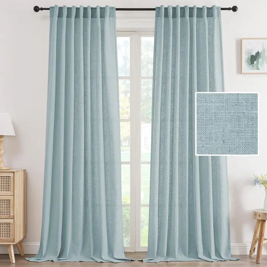 Linen Curtains 84 Inch Length 2 Panels Set, Thick Window Drapes Semi Sheer Light Filtering Rod Pocket Back Tab, Pinch Pleated Tr
Linen Curtains 84 Inch Length 2 Panels Set, Thick Window Drapes Semi Sheer Light Filtering Rod Pocket Back Tab, Pinch Pleated Tr