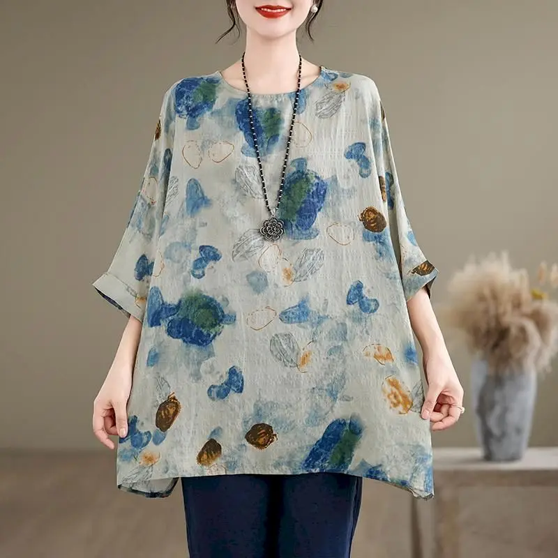 Oversized T-shirts for Women Retro Artistic Bat Sleeve Tops Summer Trendy Thin Half Sleeve Tshirt Fashion Loose Women's T Shirt
Oversized T-shirts for Women Retro Artistic Bat Sleeve Tops Summer Trendy Thin Half Sleeve Tshirt Fashion Loose Women's T Shirt