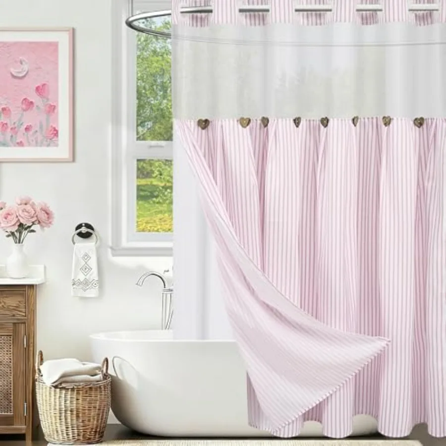 Farmhouse Shower Curtain Set, No Hook Shower Curtain with Snap in Liner Fabric, Boho Washable Waterproof Bathroom Curtains Rust
Farmhouse Shower Curtain Set, No Hook Shower Curtain with Snap in Liner Fabric, Boho Washable Waterproof Bathroom Curtains Rust