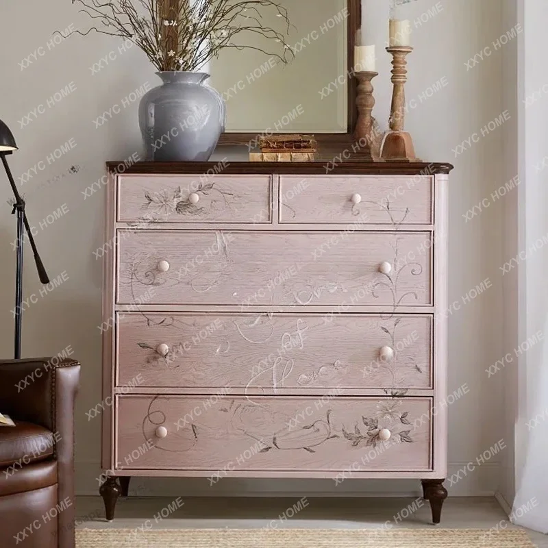 Lretro chest of drawers living room wall solid wood storage cabinet
Lretro chest of drawers living room wall solid wood storage cabinet