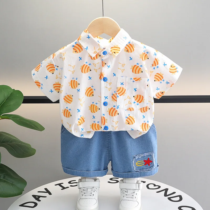 2024 Boutique Baby Boy Summer Sets Clothes for Kids Boys 2 To 3 Years Cartoon Fish Turn-down Collar Shirts and Shorts 2PCS Suits
2024 Boutique Baby Boy Summer Sets Clothes for Kids Boys 2 To 3 Years Cartoon Fish Turn-down Collar Shirts and Shorts 2PCS Suits
