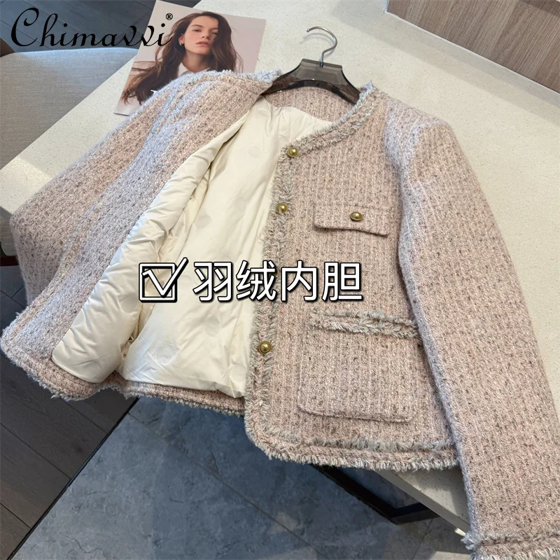 Korean Fashion High-end Heavy Industry Warm Pink Down Jacket Autumn Winter Round Neck Long Sleeve Loose Warm Elegant Coat Top
Korean Fashion High-end Heavy Industry Warm Pink Down Jacket Autumn Winter Round Neck Long Sleeve Loose Warm Elegant Coat Top
