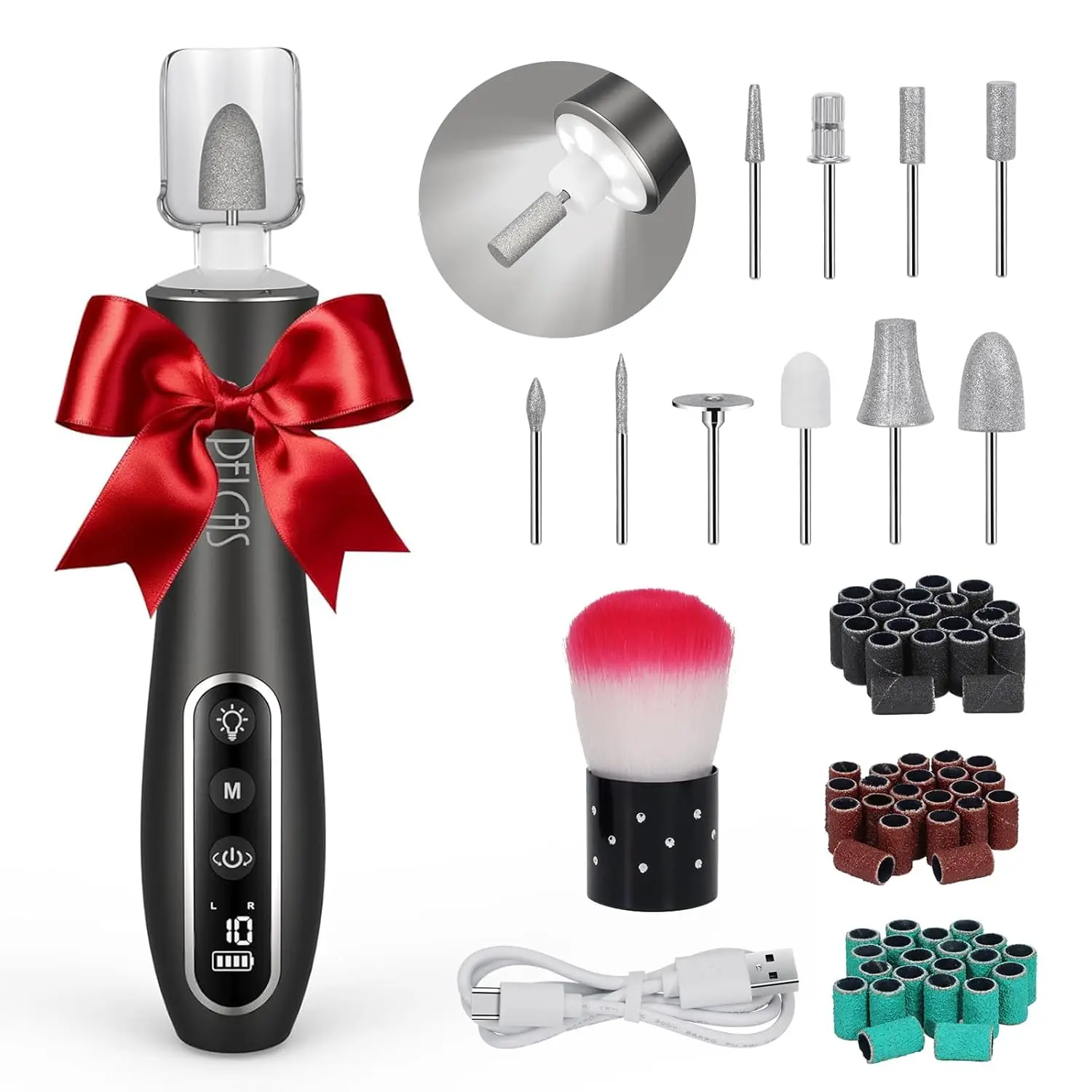 PELCAS Electric Nail Drills, Professional Cordless Nail File Kit with Light, 10 Speeds Manicure & Pedicure Kit for Human, Pet, T
PELCAS Electric Nail Drills, Professional Cordless Nail File Kit with Light, 10 Speeds Manicure & Pedicure Kit for Human, Pet, T