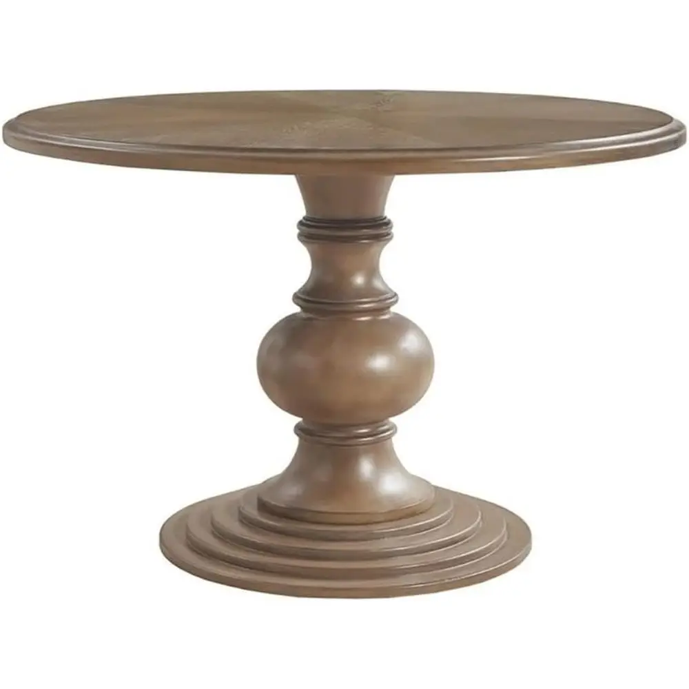 Round armhouse Wood Pedestal Dining Table, Walnut inish, 46"Dia x 30"H, Diamond-ed Veneer Top, Turned Base, Rustic Kitchen or Di
Round armhouse Wood Pedestal Dining Table, Walnut inish, 46"Dia x 30"H, Diamond-ed Veneer Top, Turned Base, Rustic Kitchen or Di