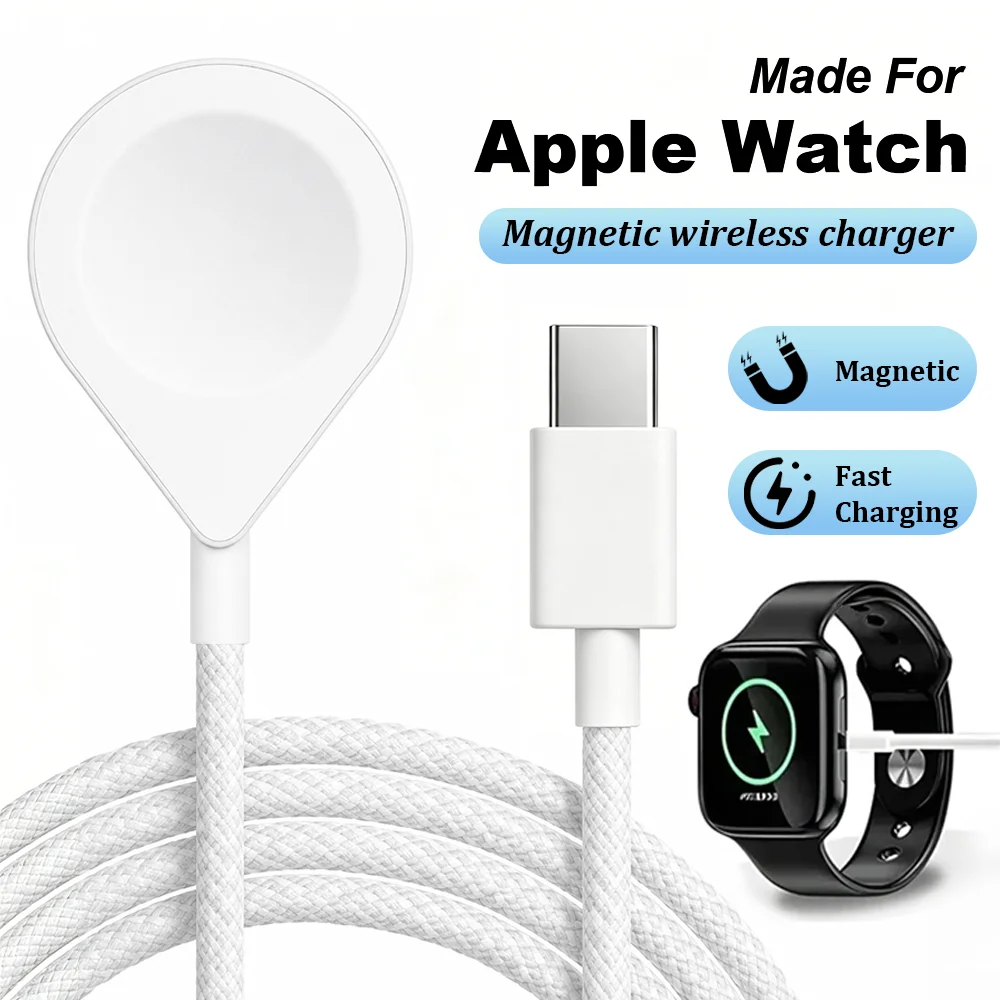 Magnetic Wireless USB A Watch Charger Type C Fast Charging Cable For Apple Watch Series 11 Ultra 10 9 8 7 6 5 iWatch 4 3 2 SE 1
Magnetic Wireless USB A Watch Charger Type C Fast Charging Cable For Apple Watch Series 11 Ultra 10 9 8 7 6 5 iWatch 4 3 2 SE 1