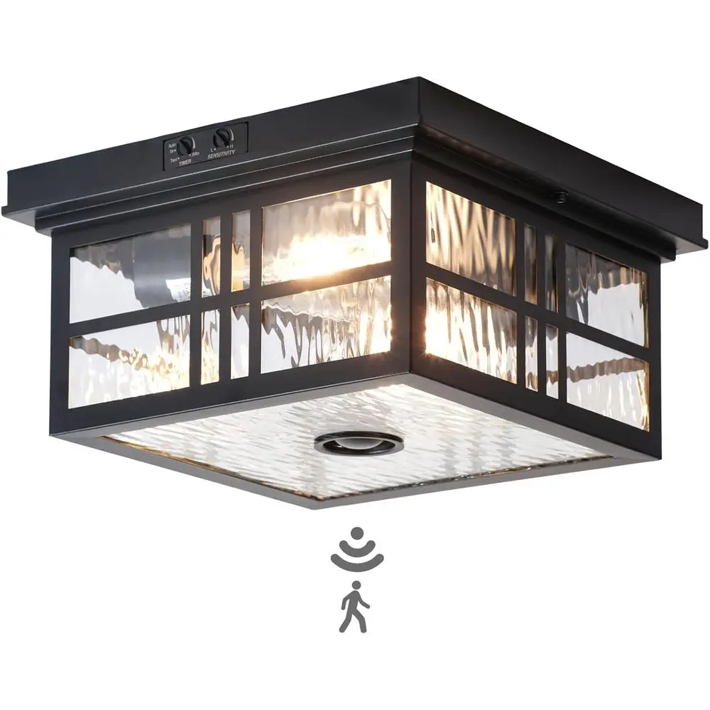 Outdoor Motion Sensor Ceiling Light with Timer and Adjustable Sensitivity, Suitable for Square Black 2-Light Fixtures in Porch,
Outdoor Motion Sensor Ceiling Light with Timer and Adjustable Sensitivity, Suitable for Square Black 2-Light Fixtures in Porch,
