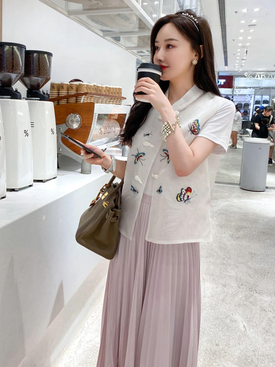 Шелковый жилет с вышивкой Ele Silk: Новая летняя женская верхняя одежда в китайском стиле, модный кардиган-жилет в стиле Тан
Шелковый жилет с вышивкой Ele Silk: Новая летняя женская верхняя одежда в китайском стиле, модный кардиган-жилет в стиле Тан