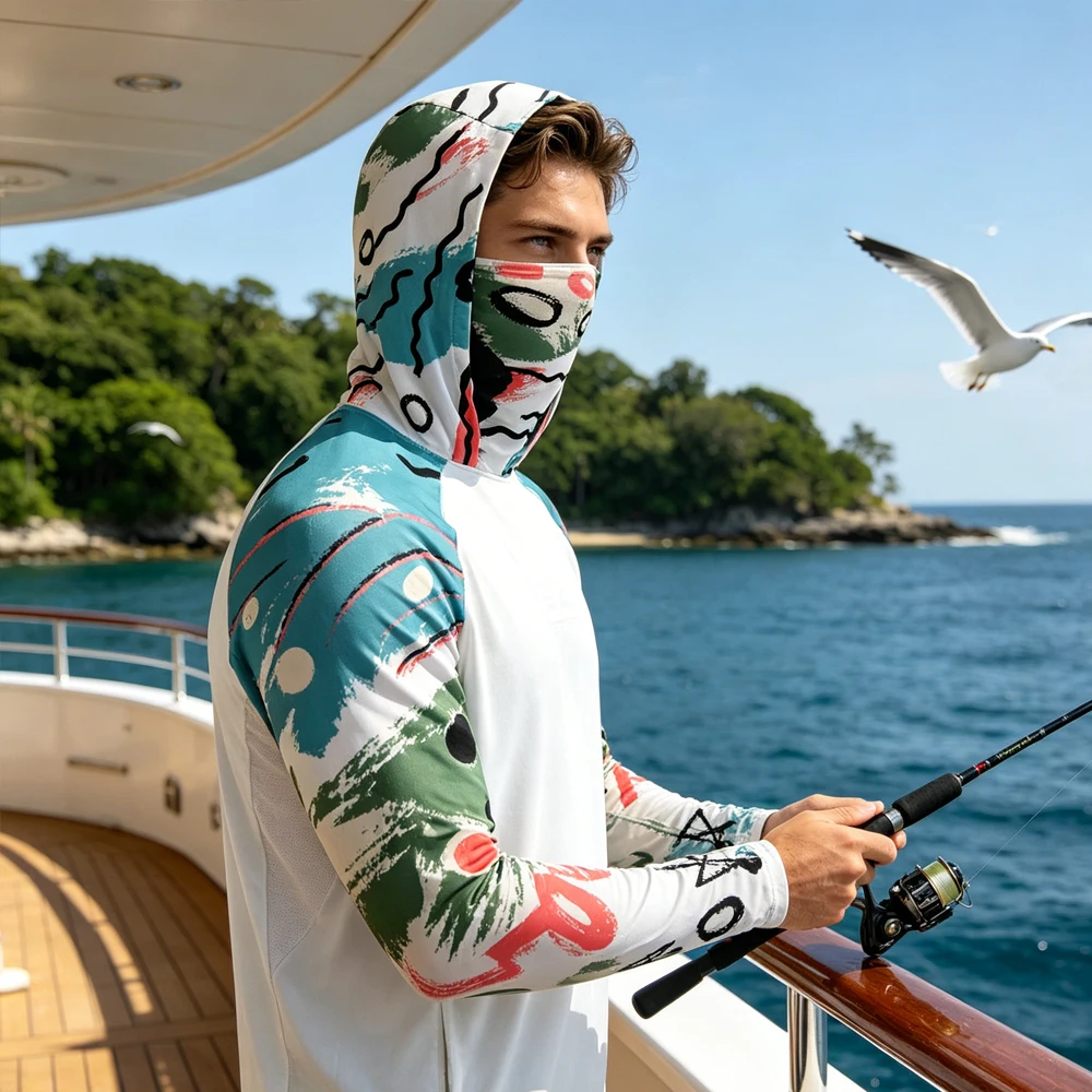 UPF50+ UV Protection Men Hooded Fishing Shirt With Face Mask Long Sleeve Quick Dry Breathable for Outdoor Fishing Hiking Camping
UPF50+ UV Protection Men Hooded Fishing Shirt With Face Mask Long Sleeve Quick Dry Breathable for Outdoor Fishing Hiking Camping