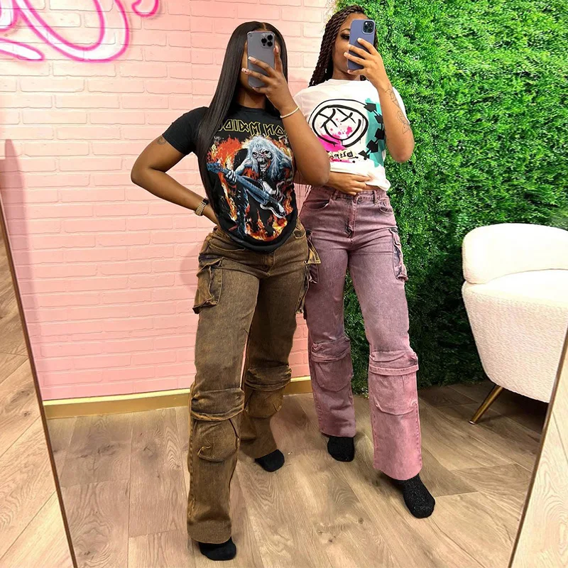 Streetwear Women Big Pockets Denim Straight Pants Summer High Waist Cool Cargo Pants Casual Lady Zipper Button Baggy Trousers
Streetwear Women Big Pockets Denim Straight Pants Summer High Waist Cool Cargo Pants Casual Lady Zipper Button Baggy Trousers