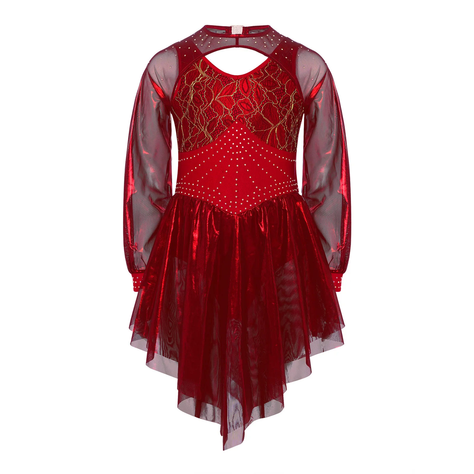 Girls Modern Lyrical Dance Costume Latin Dancewear Lace Embroidery Rhinestones Cutout Asymmetric Metallic Dress Jazz Ballet
Girls Modern Lyrical Dance Costume Latin Dancewear Lace Embroidery Rhinestones Cutout Asymmetric Metallic Dress Jazz Ballet