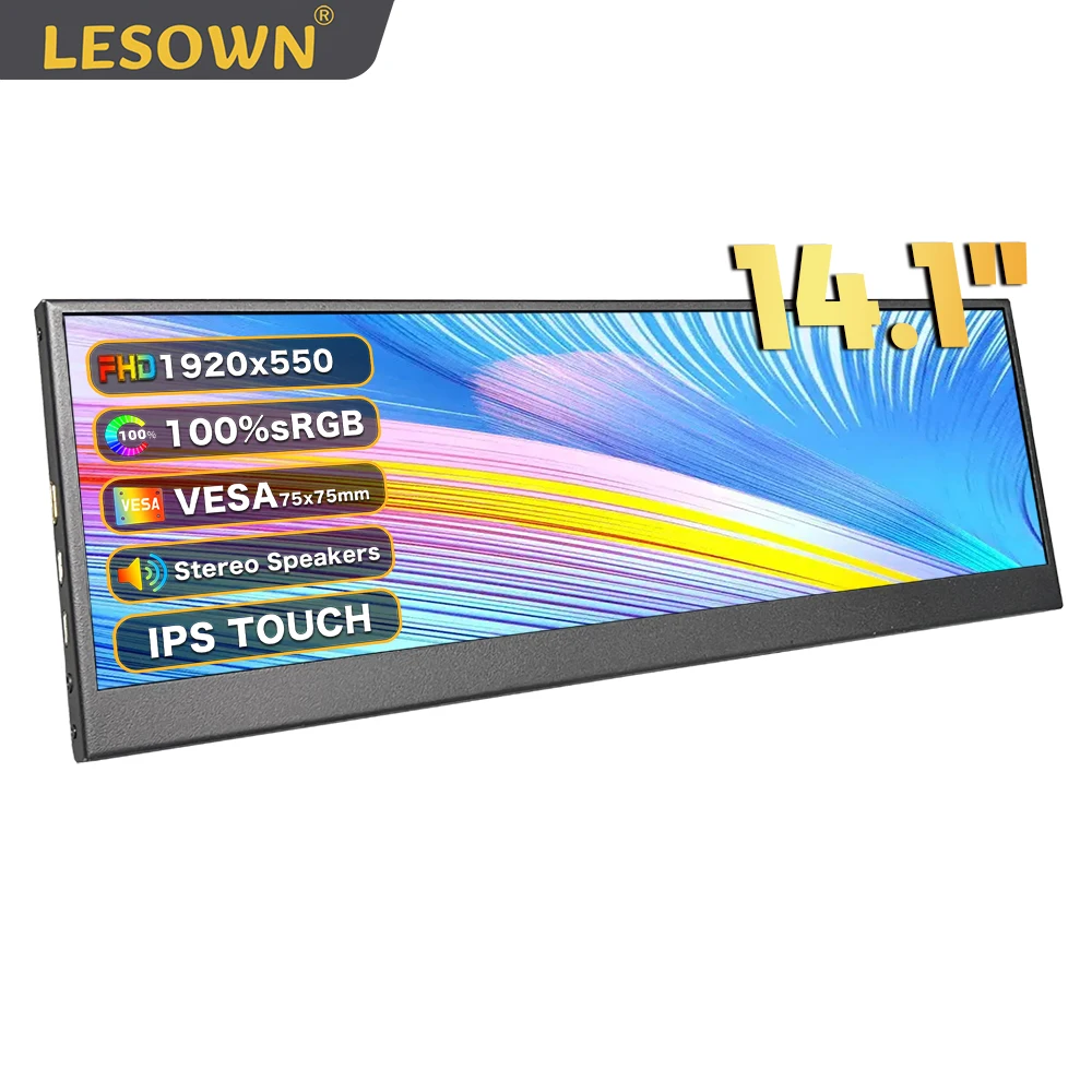 LESOWN Touchscreen Secondary Monitor 14.1 inch IPS 1920x515 HDMI Long Strip Display for PC Case Aida64 GPU CPU RAM Monitoring
LESOWN Touchscreen Secondary Monitor 14.1 inch IPS 1920x515 HDMI Long Strip Display for PC Case Aida64 GPU CPU RAM Monitoring