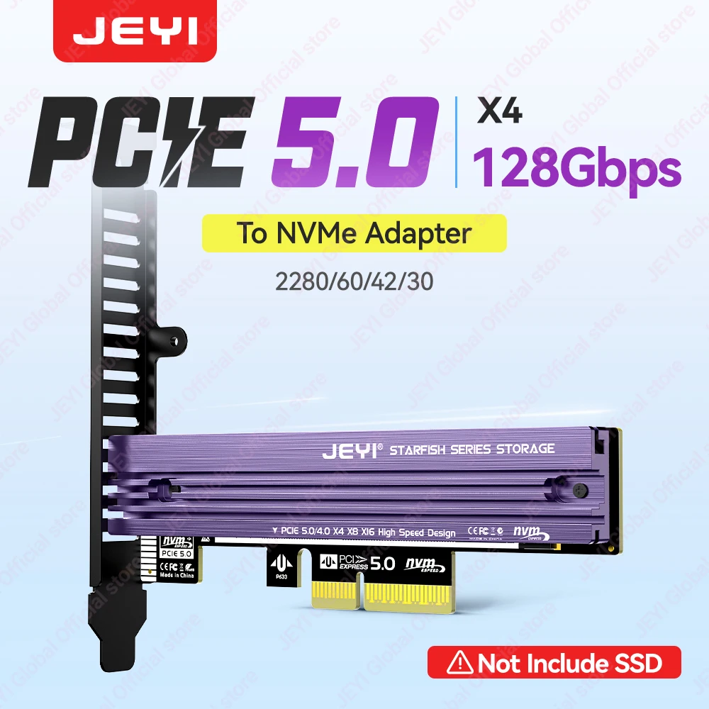 JEYI M.2 NVMe to PCIe 5.0 Adapter Card with Aluminum Heat Sink 128Gbps M.2 SSD NVME Conversion Card M.2 to PCIE 5.0 X1/X4/X16
JEYI M.2 NVMe to PCIe 5.0 Adapter Card with Aluminum Heat Sink 128Gbps M.2 SSD NVME Conversion Card M.2 to PCIE 5.0 X1/X4/X16