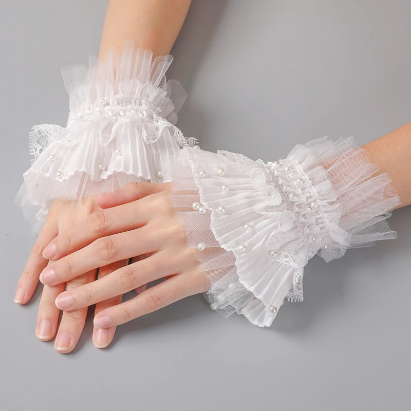 Lace Mesh Pearl Fake Sleeves For Manicure Taking Photo Decorative Female Ruffled Elastic Wrist Cuffs Accessories For Photos Nail
Lace Mesh Pearl Fake Sleeves For Manicure Taking Photo Decorative Female Ruffled Elastic Wrist Cuffs Accessories For Photos Nail