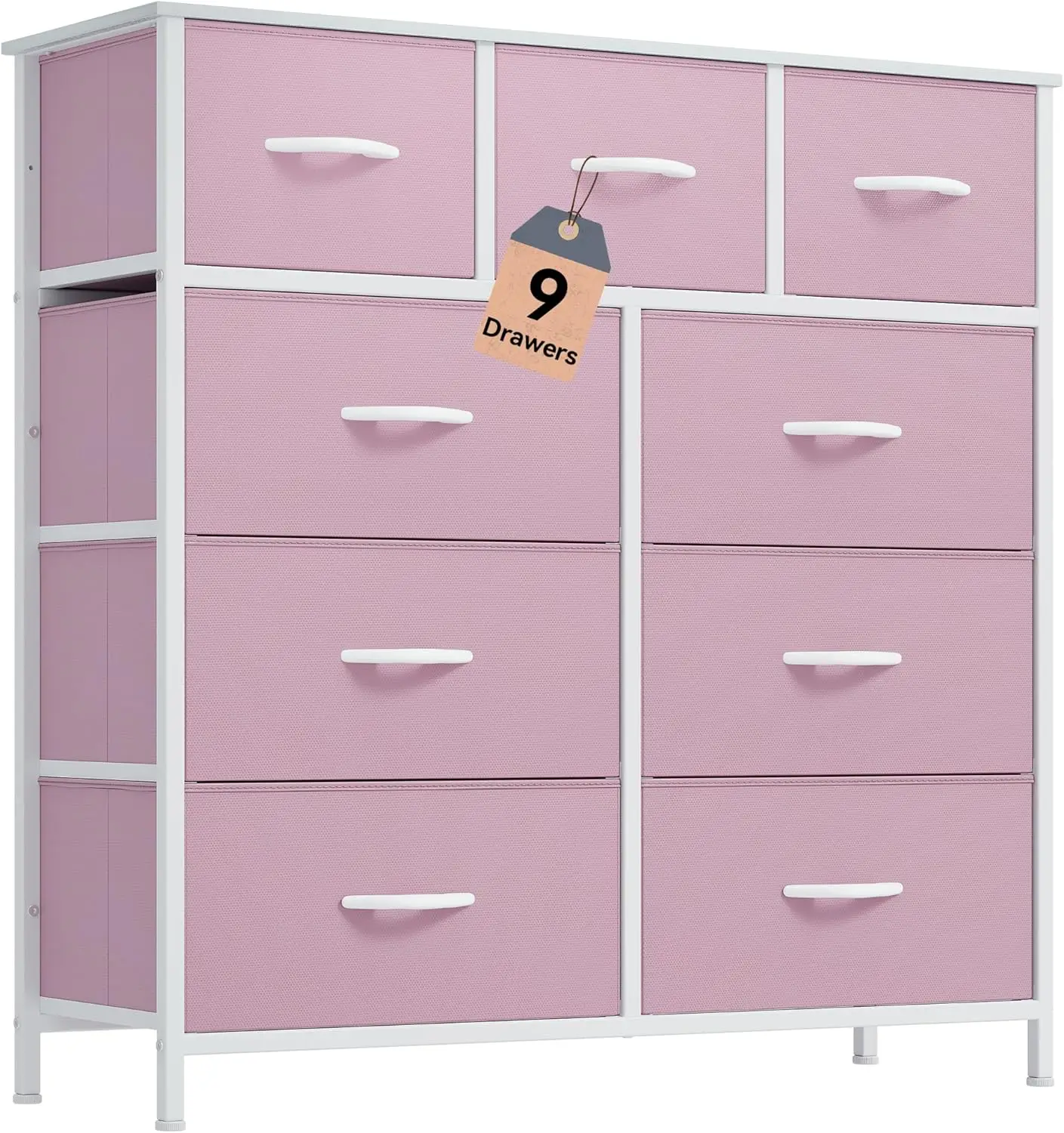 9-Drawer Fabric Storage Dresser with Sturdy Steel Frame, Foldable Design for Living Room - Pink
9-Drawer Fabric Storage Dresser with Sturdy Steel Frame, Foldable Design for Living Room - Pink