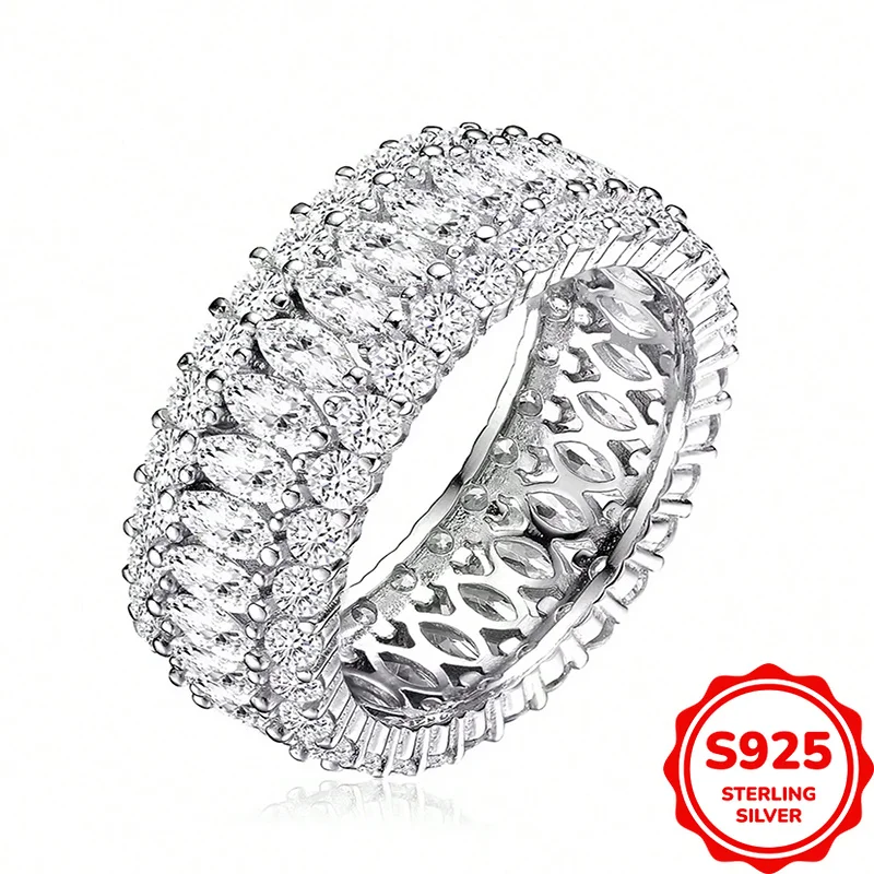 Exquisite and Luxurious Authentic S925 Silver Full Diamond Ladies Temperament Versatile Wedding Ring Super Flash Zircon
Exquisite and Luxurious Authentic S925 Silver Full Diamond Ladies Temperament Versatile Wedding Ring Super Flash Zircon
