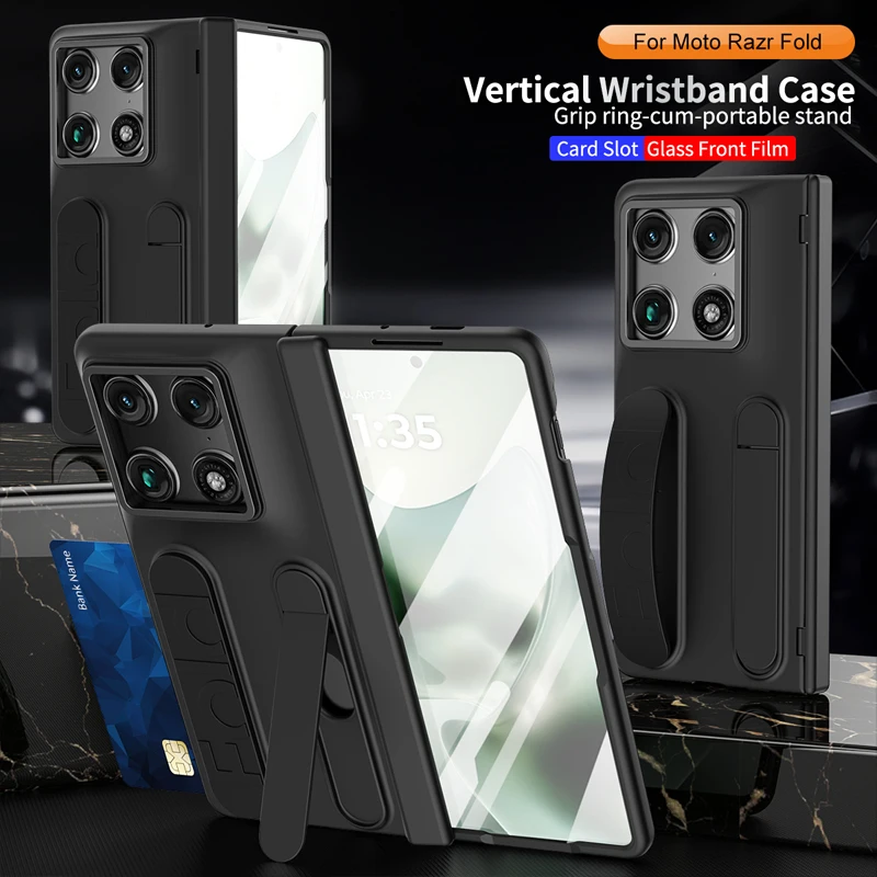 For Motorola Moto Razr Fold Case ELVEV Luxury PC Soft Silicone Wristband+Screen Protection Folding Cover with Glass+Stand
For Motorola Moto Razr Fold Case ELVEV Luxury PC Soft Silicone Wristband+Screen Protection Folding Cover with Glass+Stand