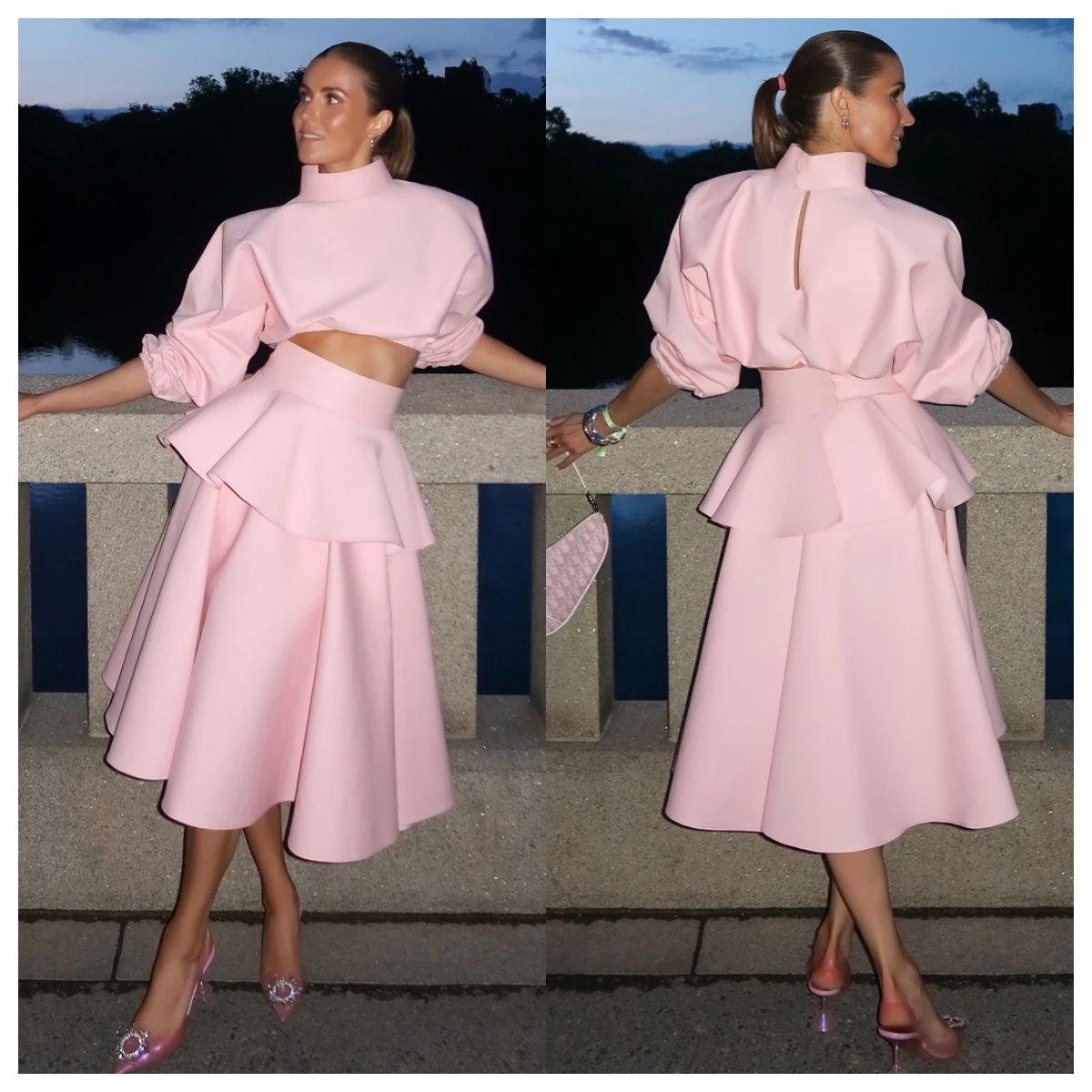 Customized Graceful Pink Satin Evening Dress High Collar Long Sleeves Celebrity Gowns Bespoke Occasion Gowns Temperament
Customized Graceful Pink Satin Evening Dress High Collar Long Sleeves Celebrity Gowns Bespoke Occasion Gowns Temperament