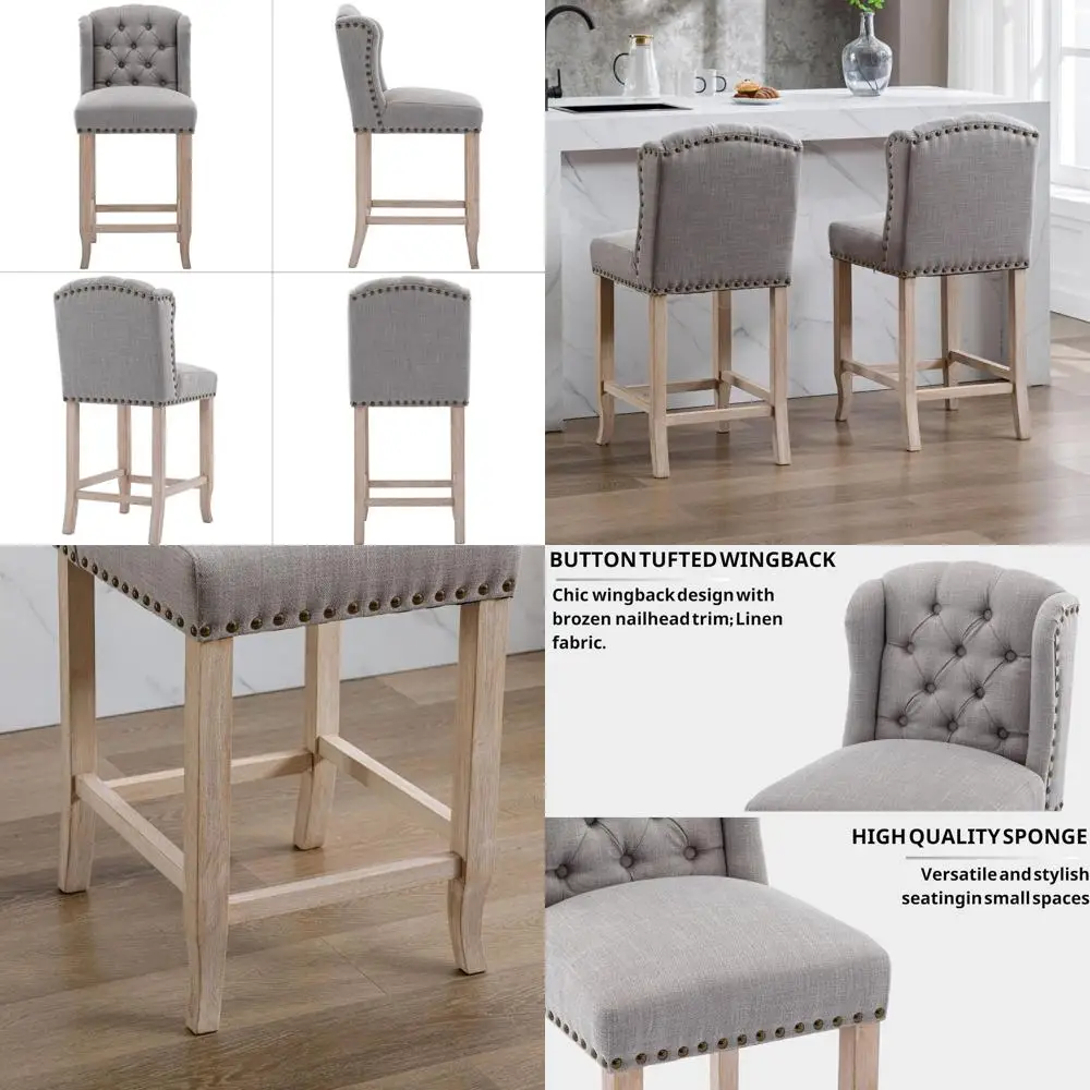 Tufted 26 Inch Counter Height Bar Stools Set of 2, Linen Fabric Counter Chairs with Back, Armless Barstools Breakfast Stools W/S
Tufted 26 Inch Counter Height Bar Stools Set of 2, Linen Fabric Counter Chairs with Back, Armless Barstools Breakfast Stools W/S