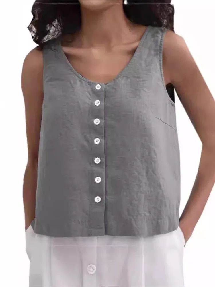 Women Linen Tank Tops Sleeveless Button Down V-Neck Summer Casual Waistcoats Versatile Loose Fit Lightweight Female Camis Vest
Women Linen Tank Tops Sleeveless Button Down V-Neck Summer Casual Waistcoats Versatile Loose Fit Lightweight Female Camis Vest